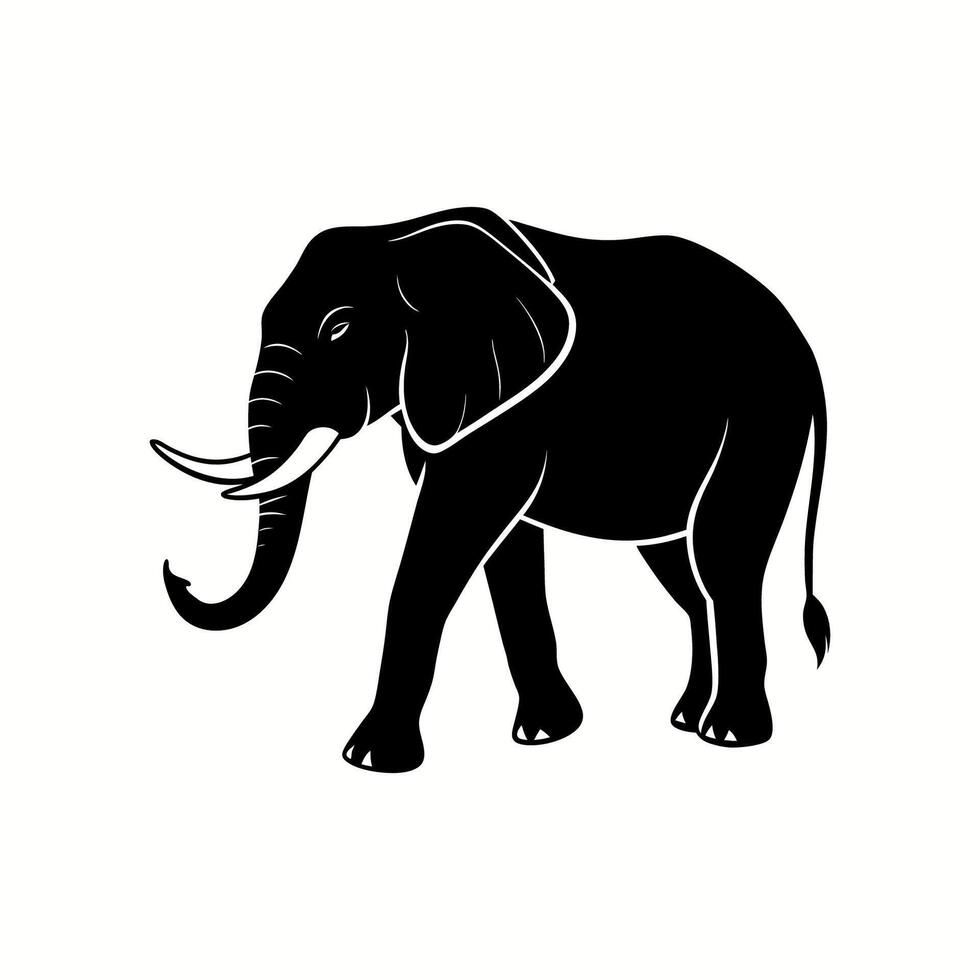 elephant walking walking silhouette vector