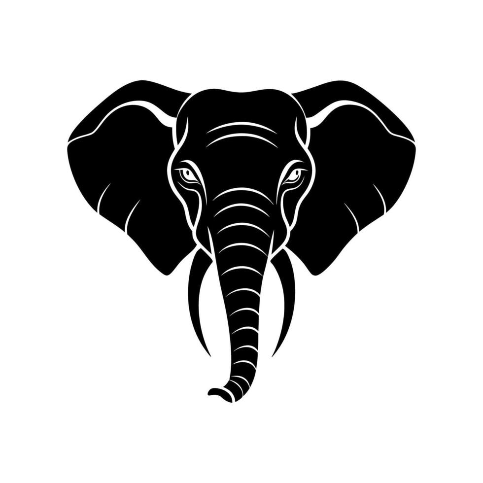 Elephant head silhouette on white canvas vector