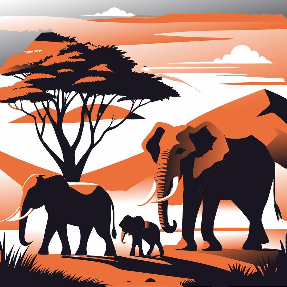 Beautiful African elephant vector