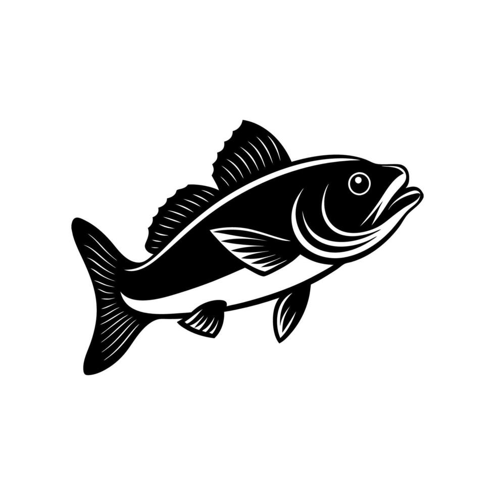 A fish is shown in black and white on a white background vector