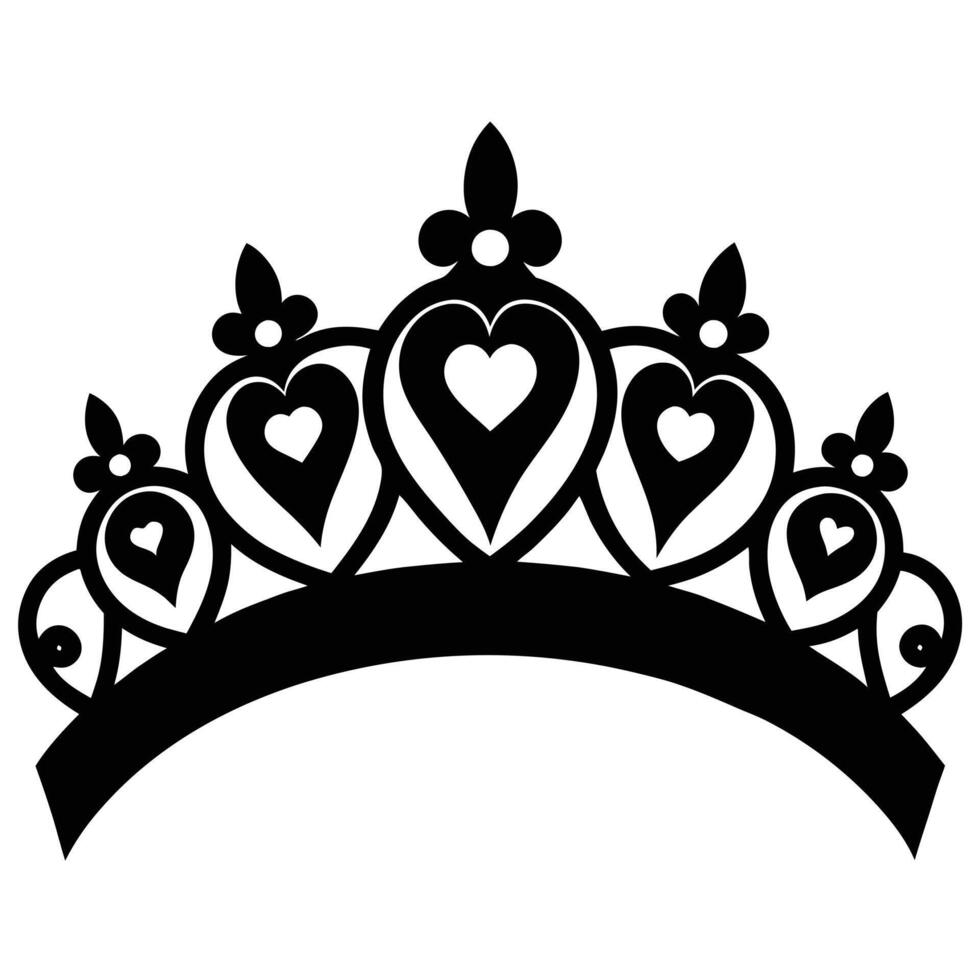 Bridal Tiara Silhouette on White Background canvas canvas vector
