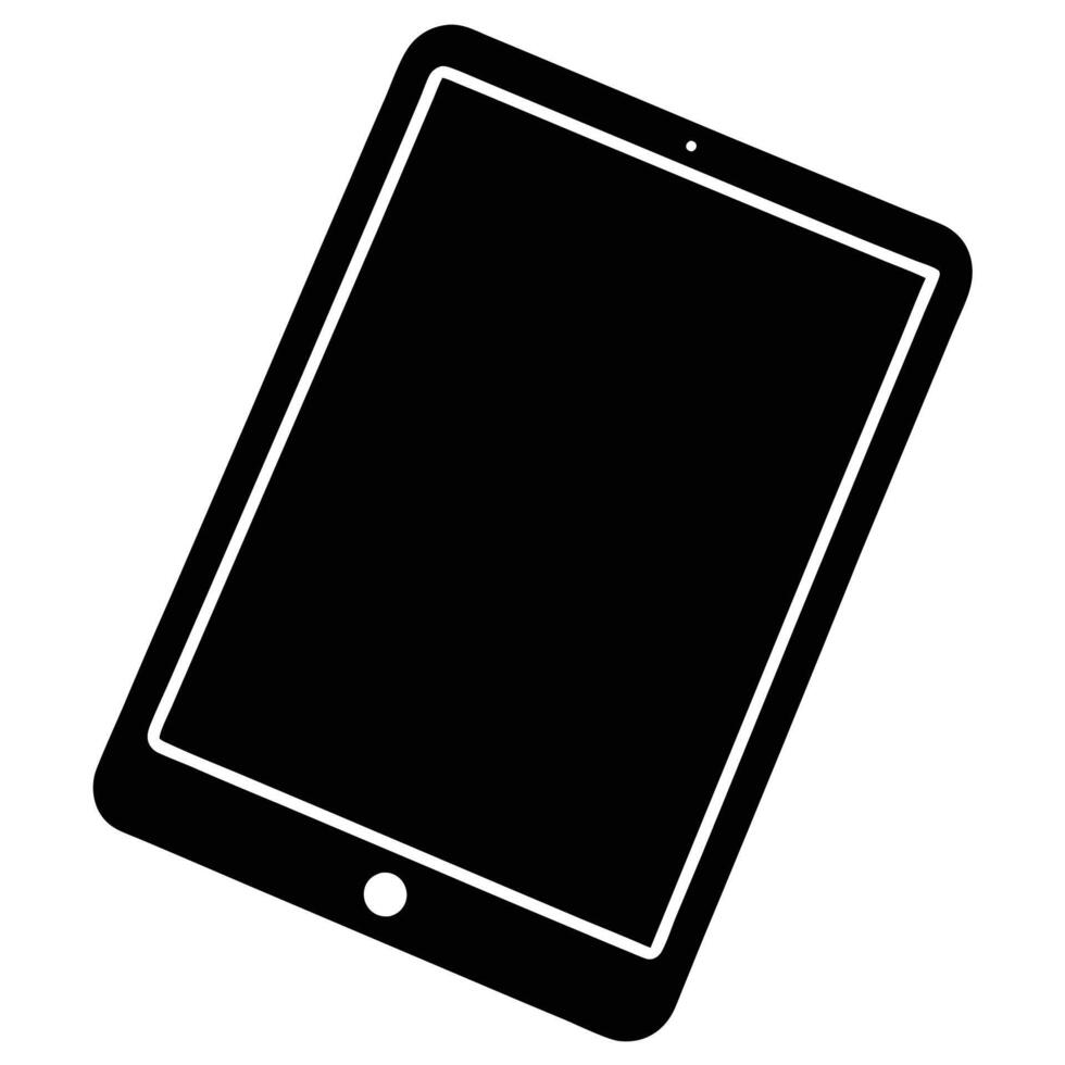 Tablet Silhouette Illustration Isolated on White Background vector