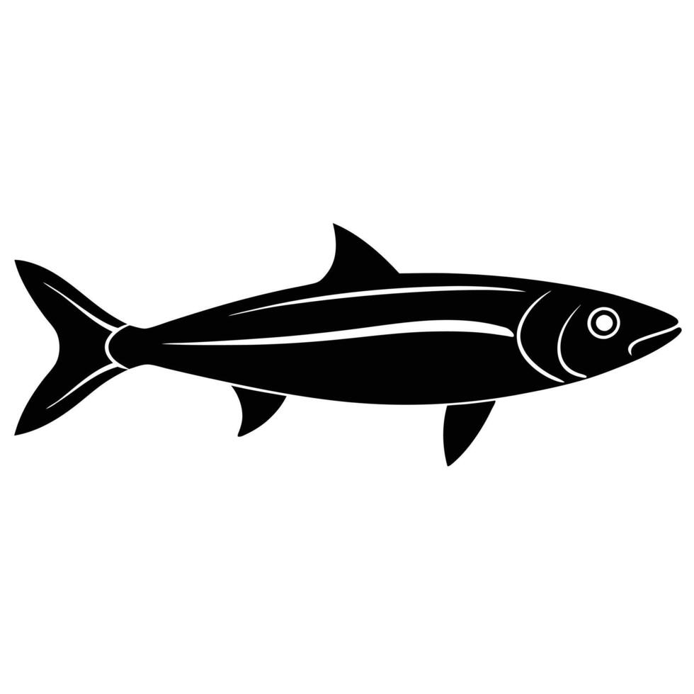 Anchovy Fish Silhouette on White Background canvas vector