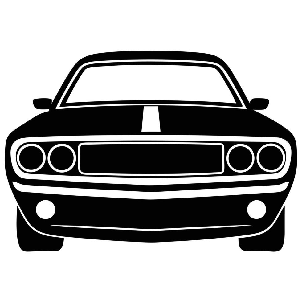 Muscule Car Grill Silhouette on White Background canvas vector