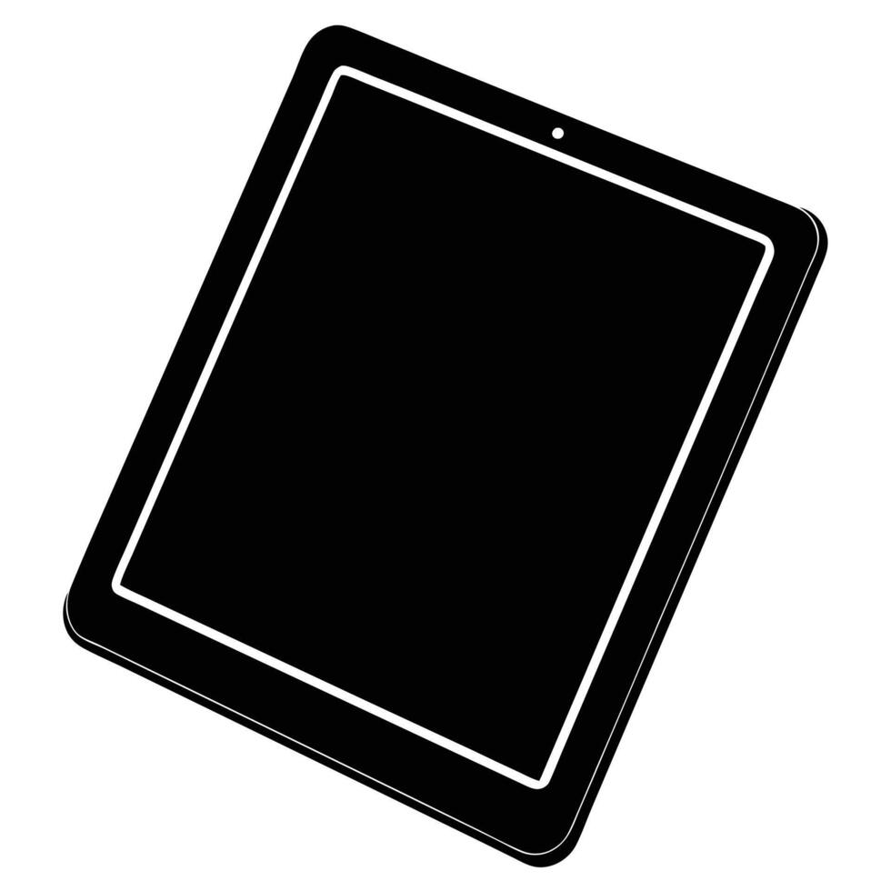 Tablet Device Silhouette Illustration Isolated on White vector