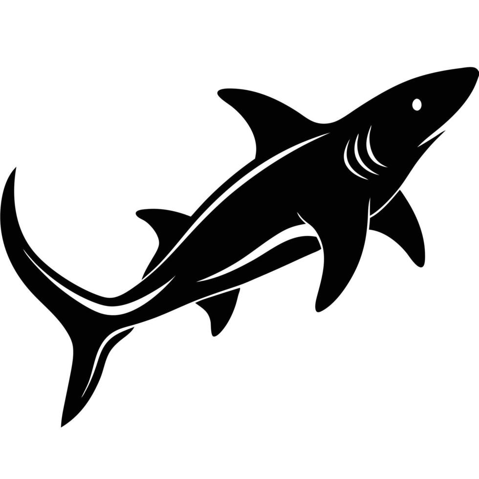 Hammerhead Shark Silhouette on White Background canvas vector