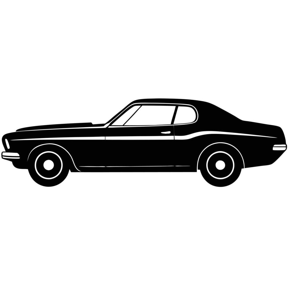 Muscule Car Side View Silhouette on White Background canvas vector