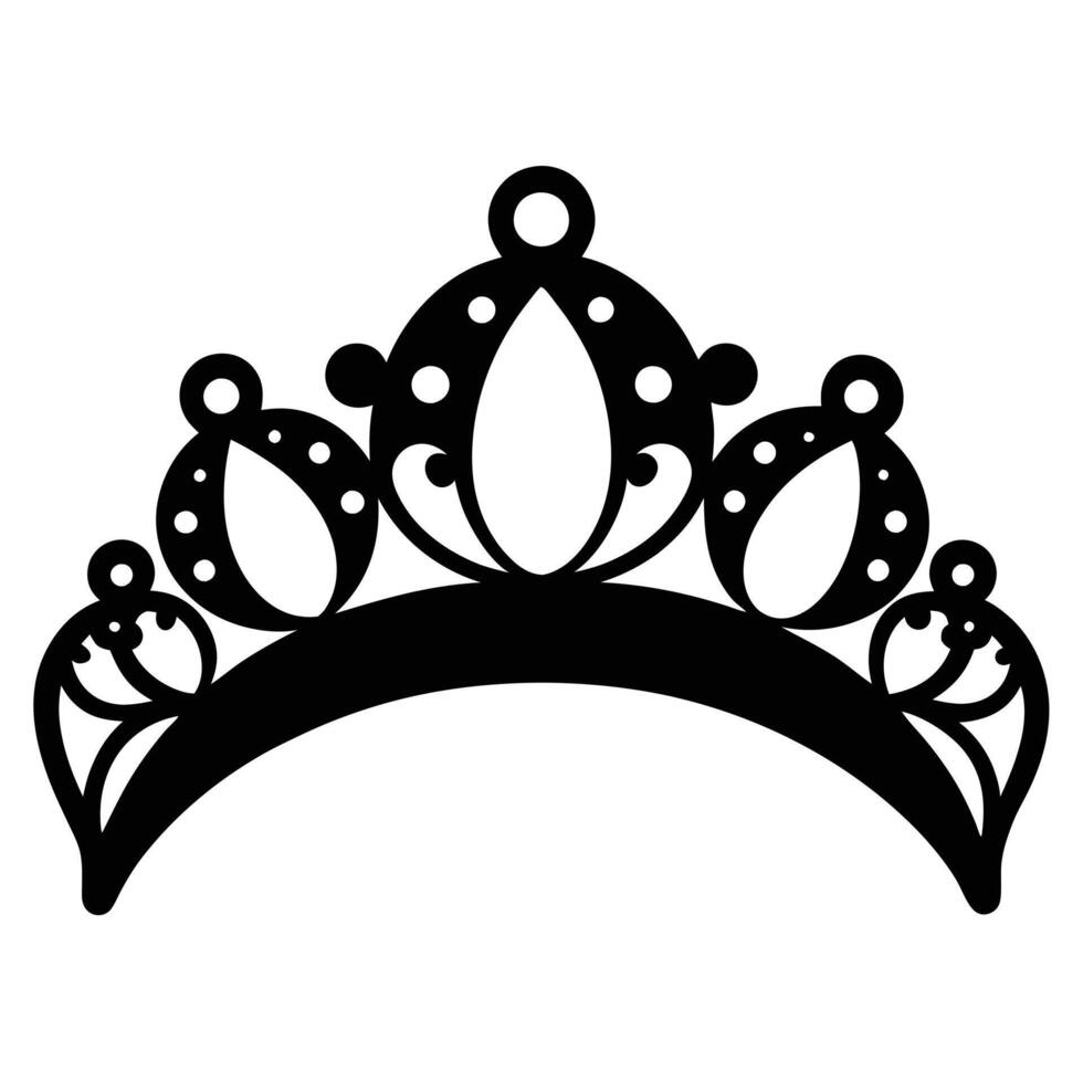 Wedding Tiara Silhouette on White Background canvas illutration vector
