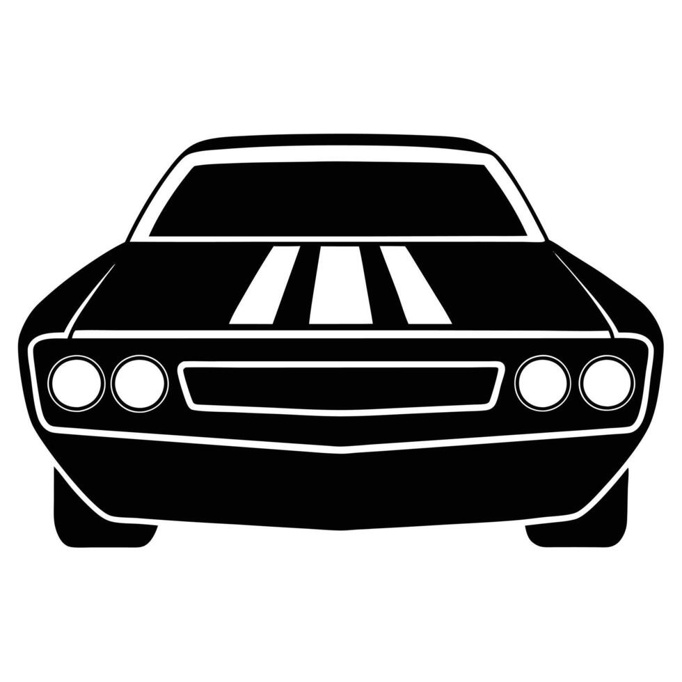 Muscule Car Hood Silhouette on White Background canvas vector