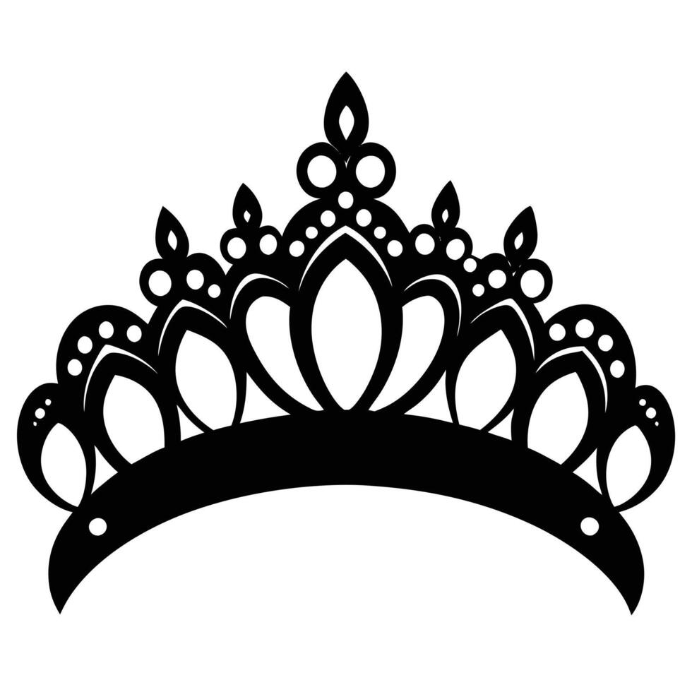 Tiara Silhouette on White Background canvas illutration vector