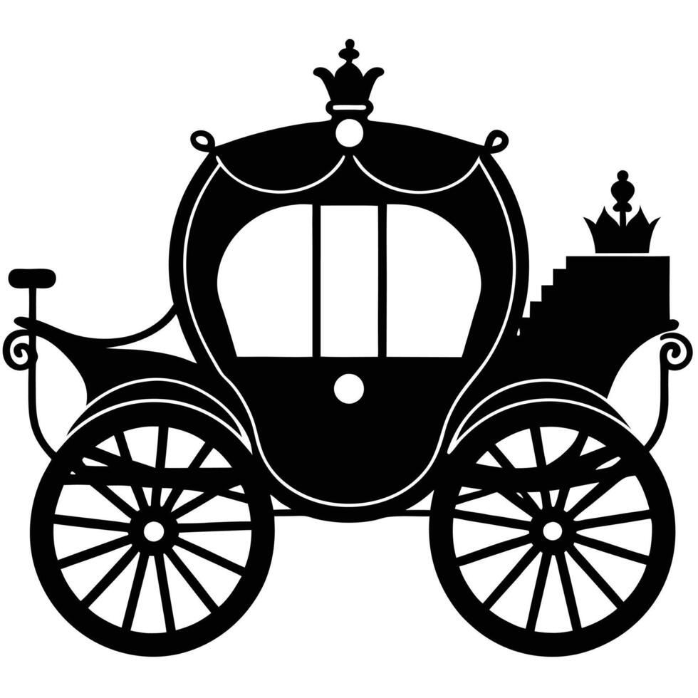 Wedding Carriage Silhouette on White Background canvas vector