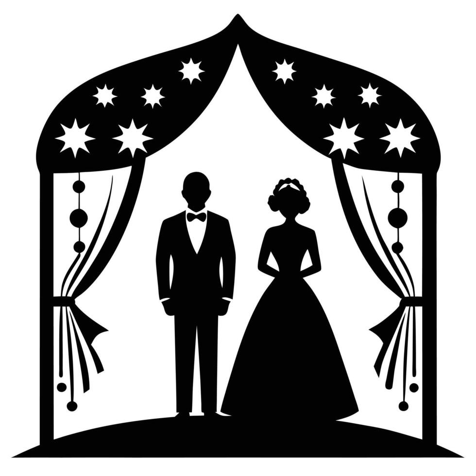 Wedding Backdrop Silhouette on White Background canvas vector