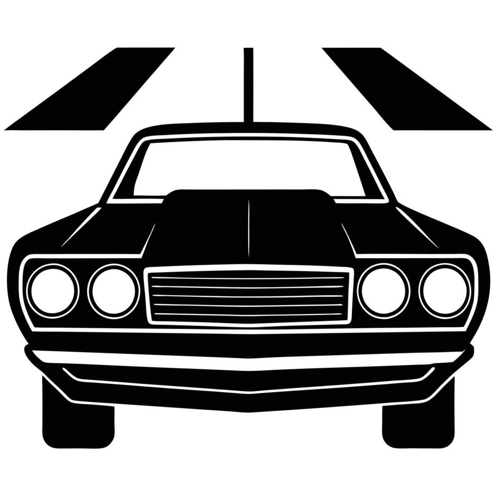 Muscule Car Headlight Silhouette on White Background canvas vector