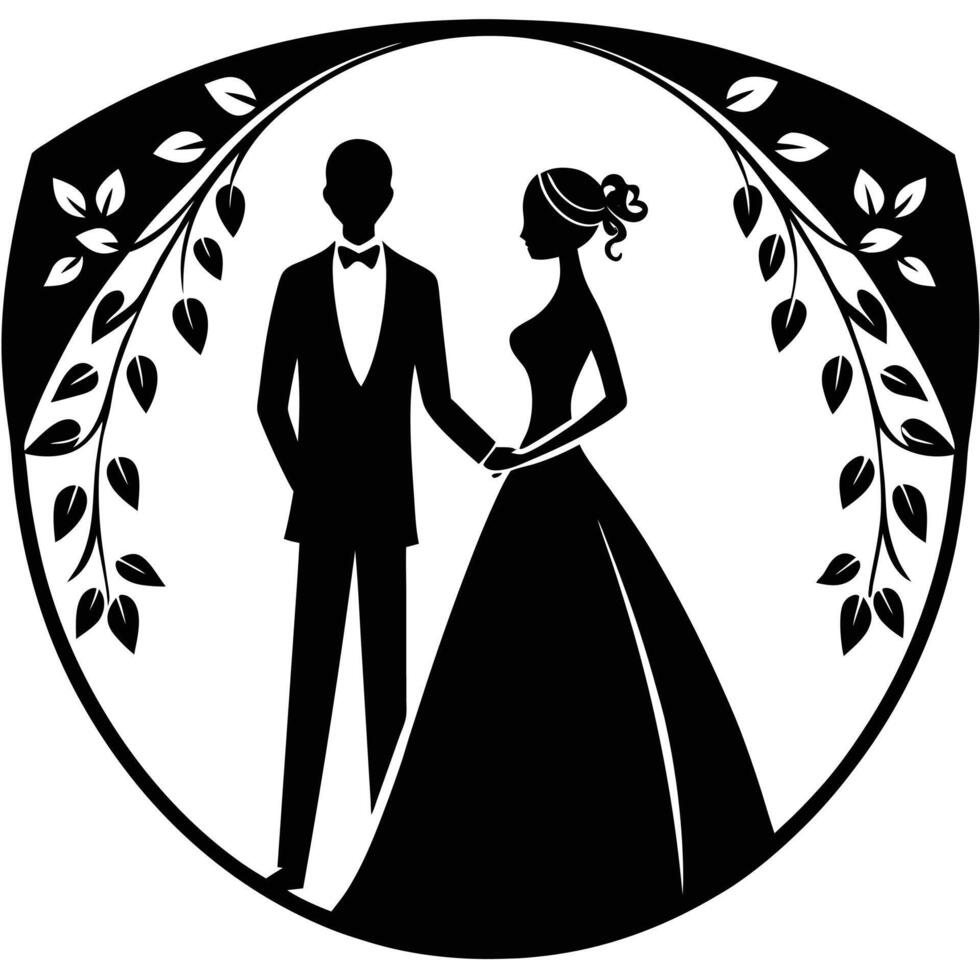 Wedding Invitation Silhouette on White Background canvas vector