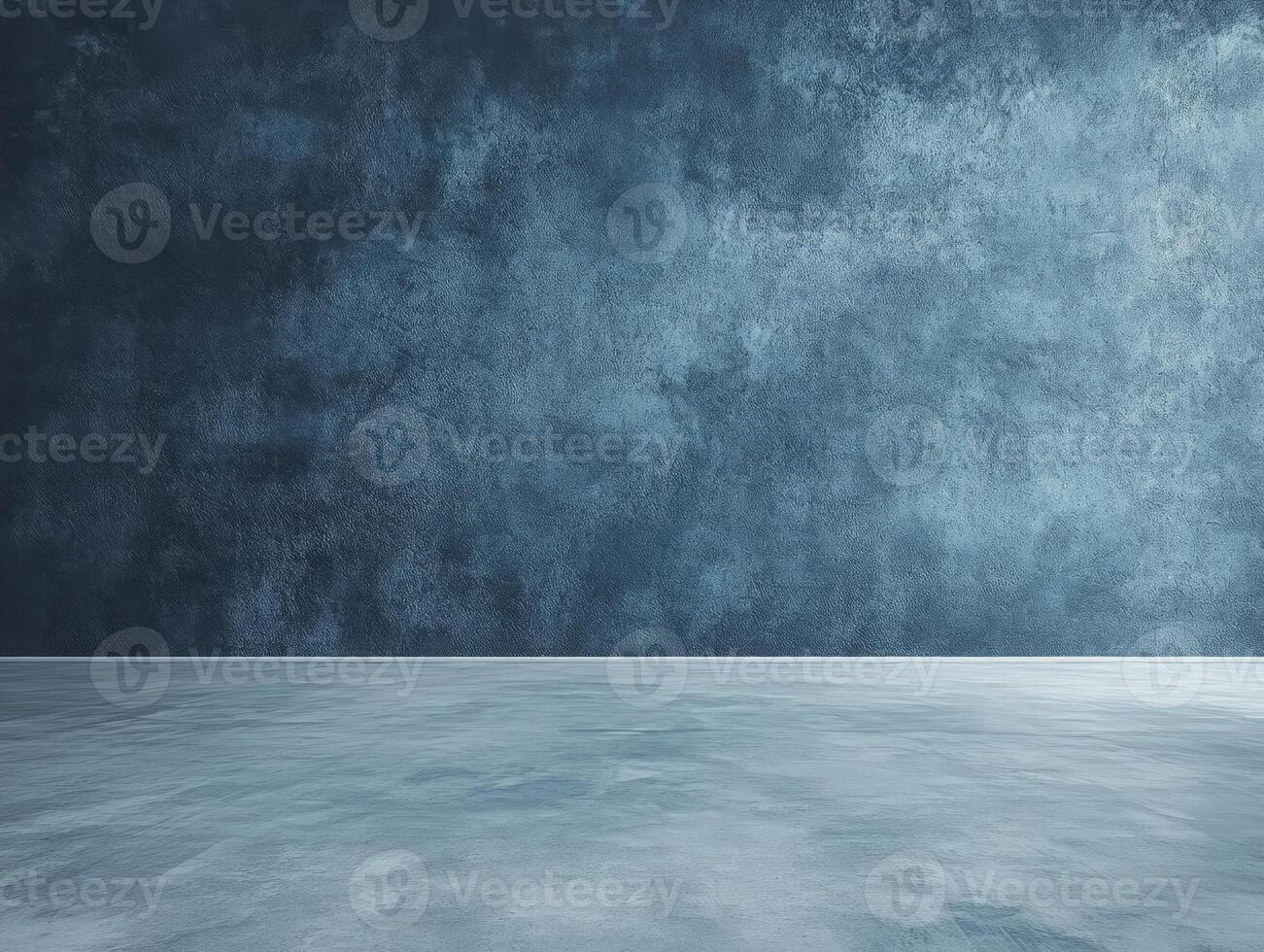 A textured blue wall and floor create a serene, minimalist background for presentations. photo