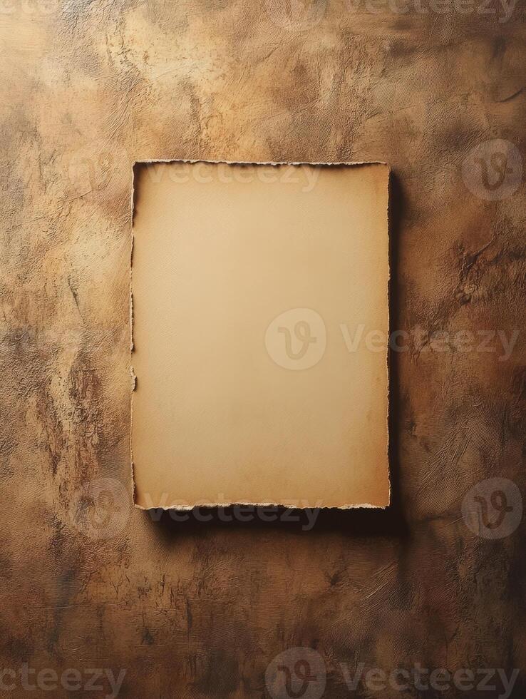 A blank, aged parchment on a textured background, suggesting a canvas for creativity. photo