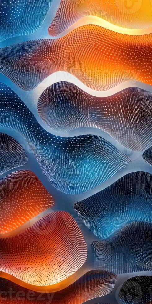 Colorful abstract waves with intricate patterns create a visual experience suitable for mobile phone wallpaper photo