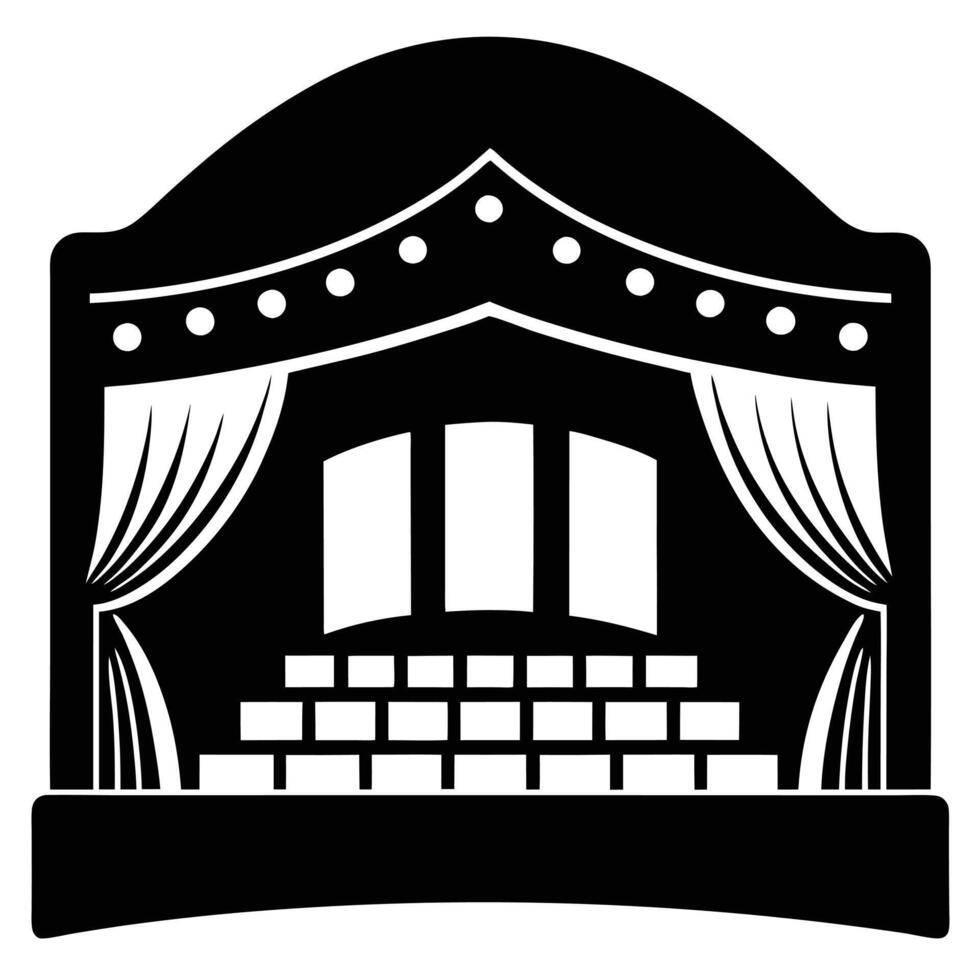 Theater Building Silhouette on White Background vector