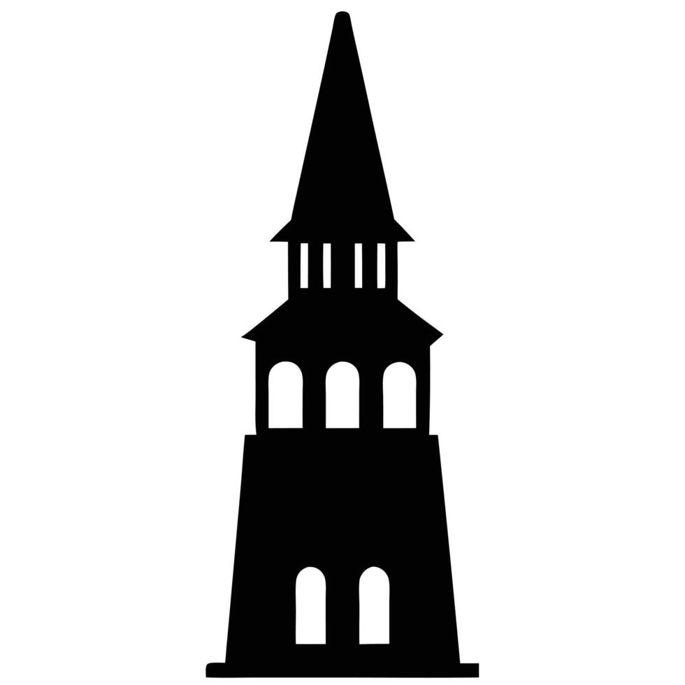 Tall Tower Silhouette Isolated on White vector