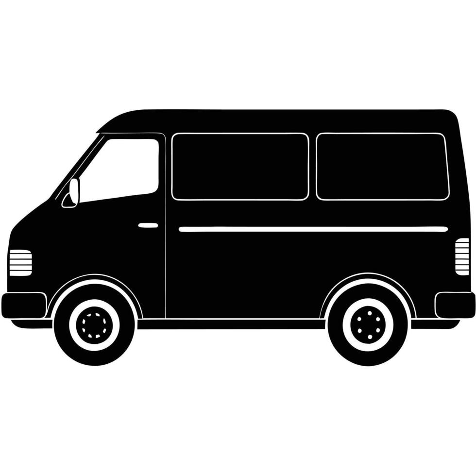 Delivery Van Silhouette Isolated on White vector