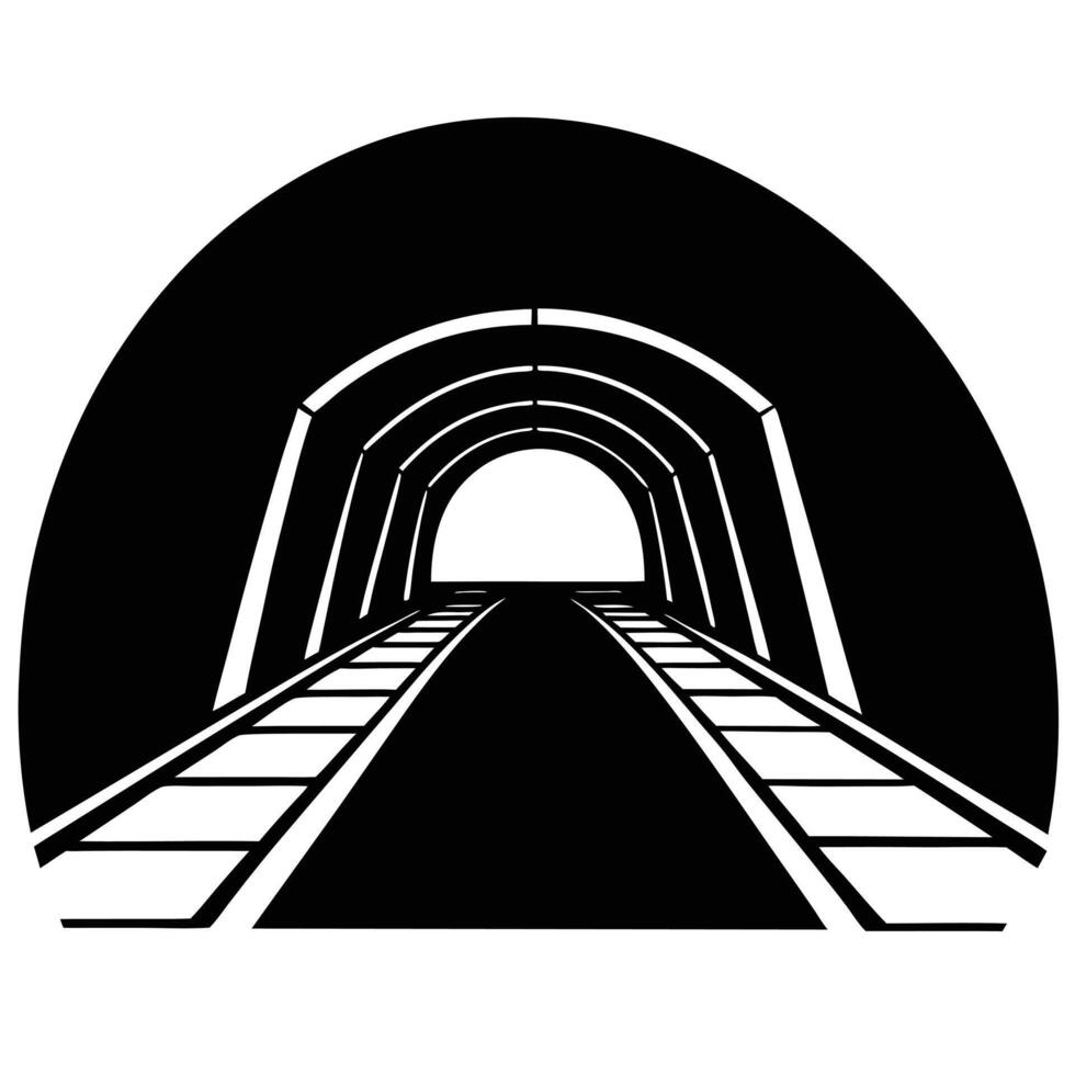Silhouette of a Tunnel on White Background Representing a Journey or Passage vector