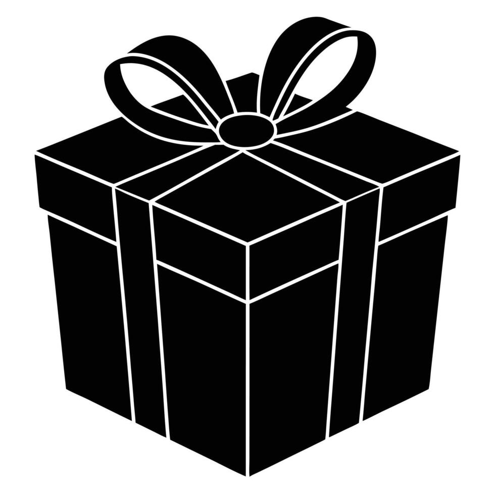 Silhouette of an Open Gift Box with Ribbon on White Background for Presenting a Special Holiday Gesture vector