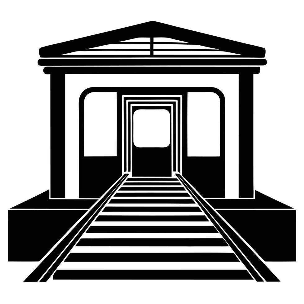 Subway Entrance Silhouette Illustration on White vector