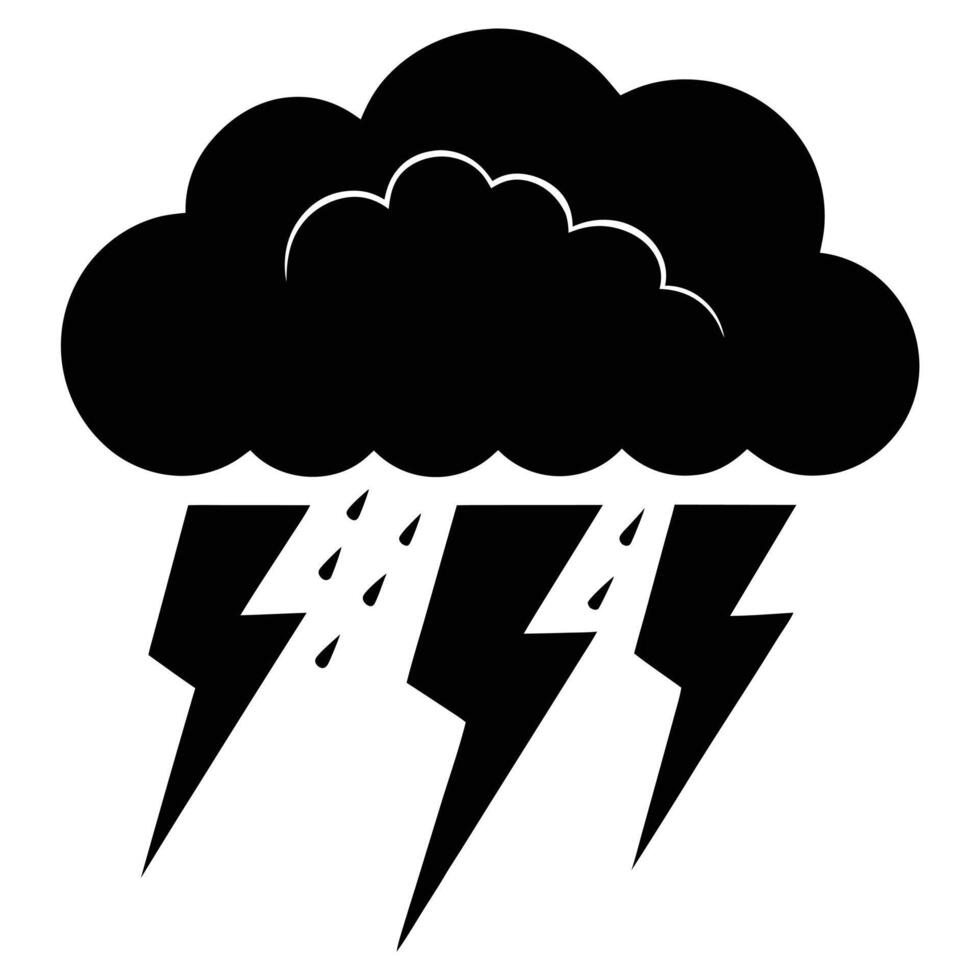 Thunderstorm Silhouette Isolated on White vector