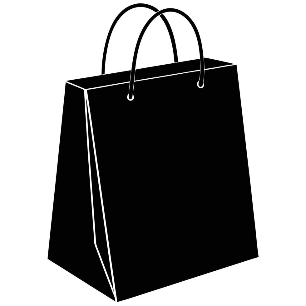 Shopping Bag Silhouette Illustration on White canvas vector