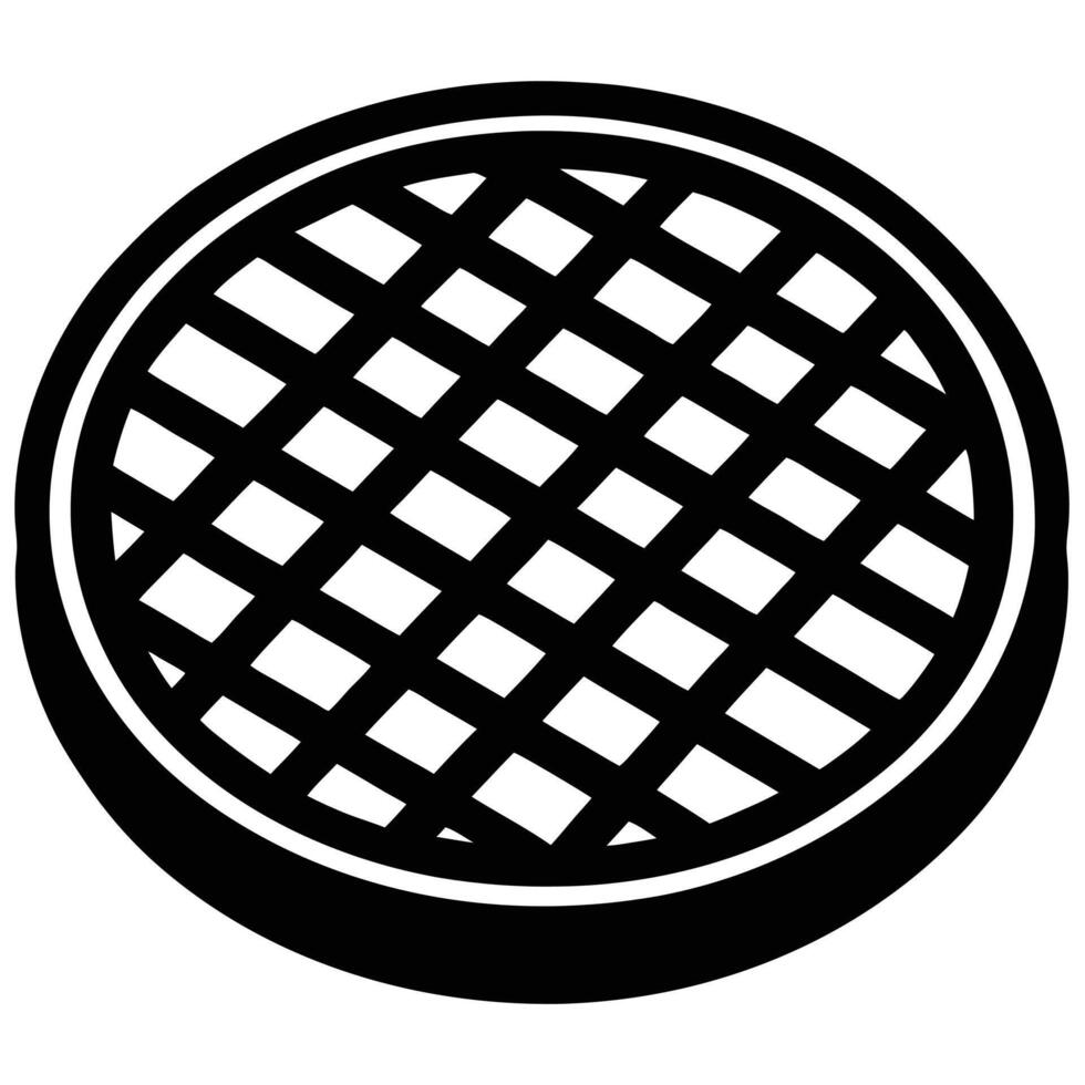 Sewer Grate Silhouette Illustration on White canvas vector