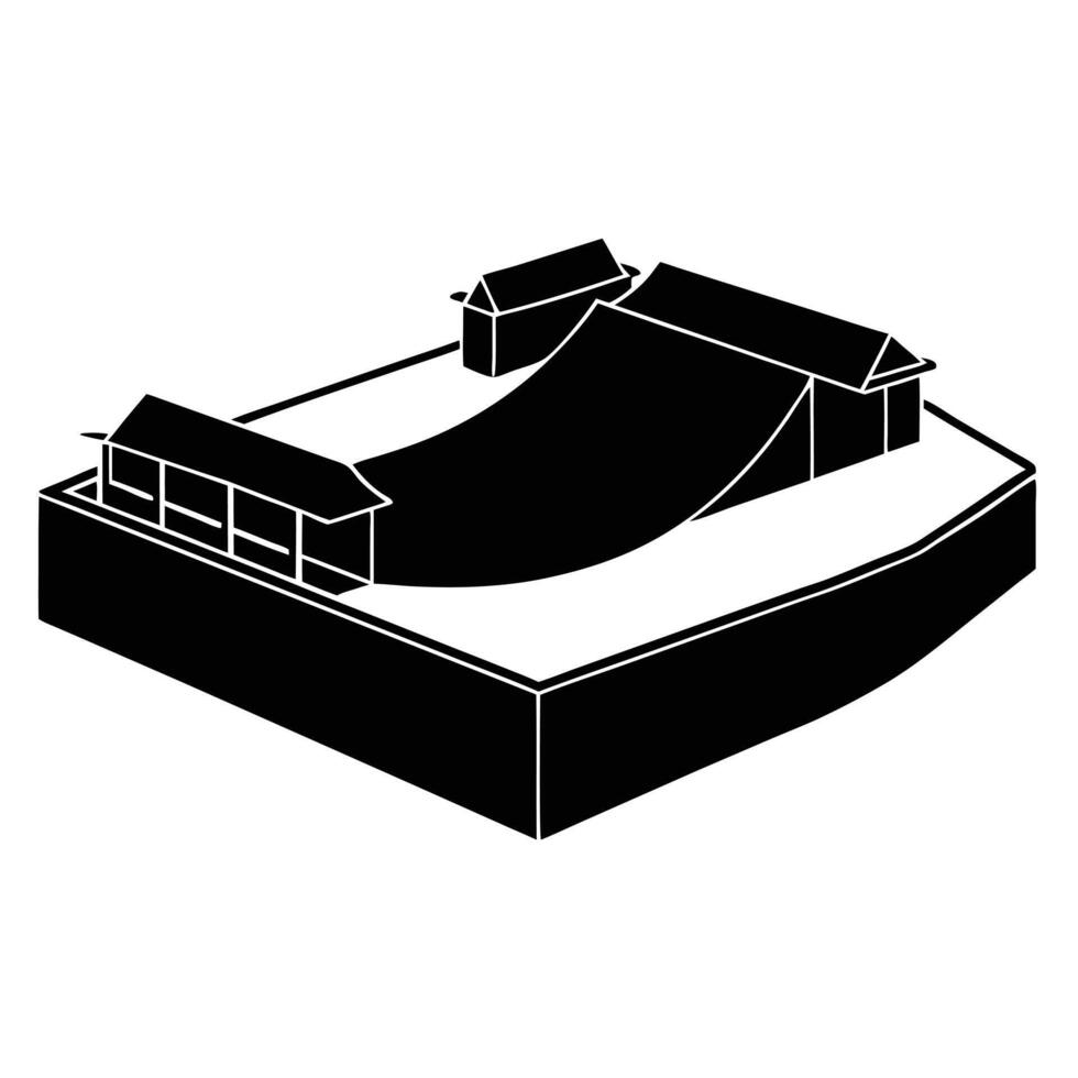 Skatepark Silhouette Isolated on White canvas vector