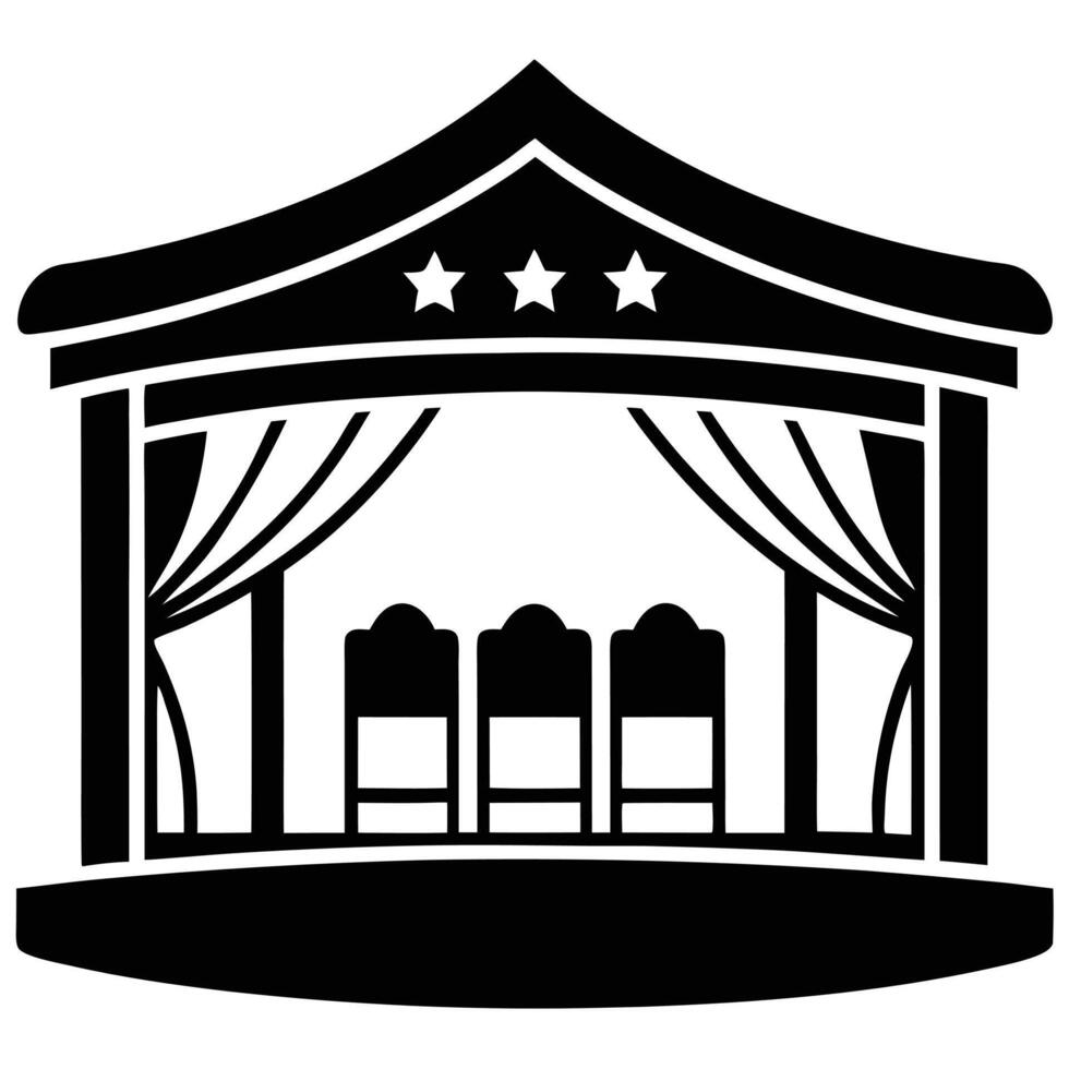 Iconic Theater Silhouette Isolated on White vector