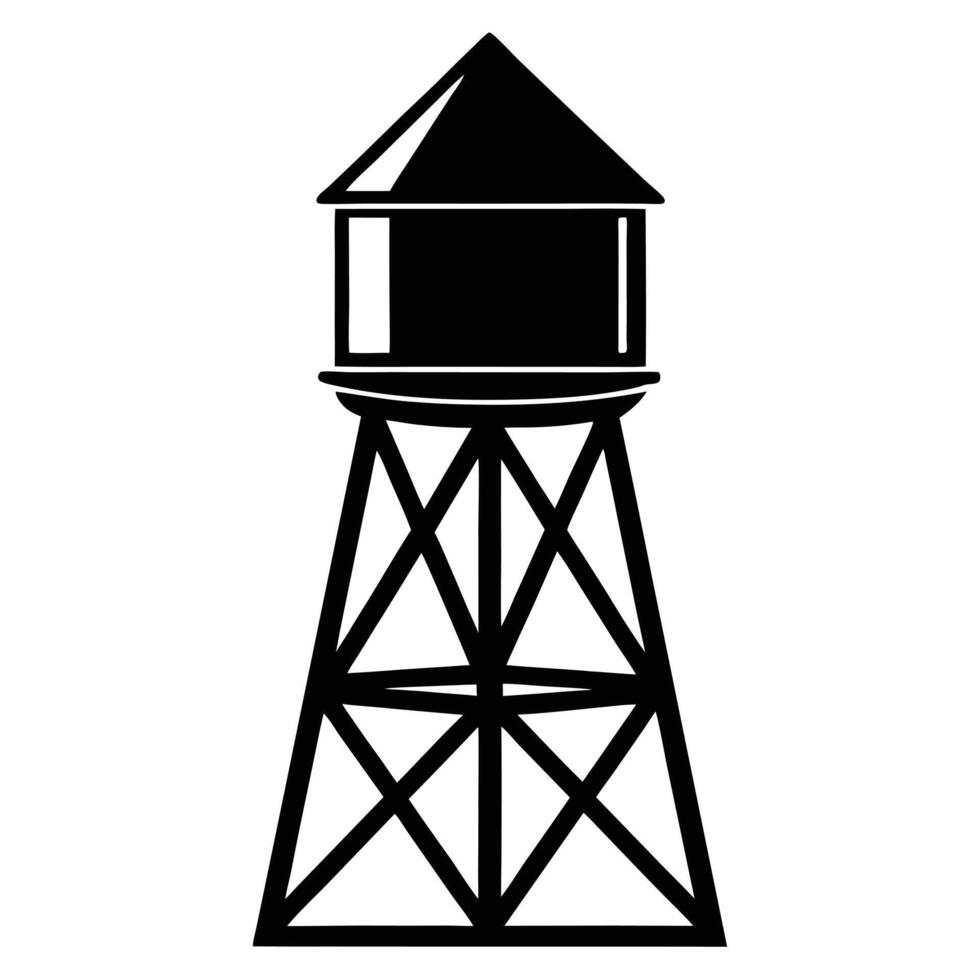 Water Tower Silhouette Isolated on White vector