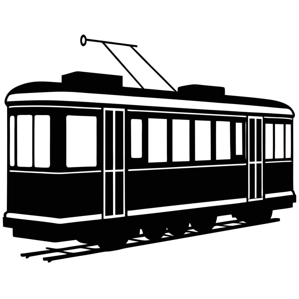 Modern Tram Silhouette Isolated on White vector