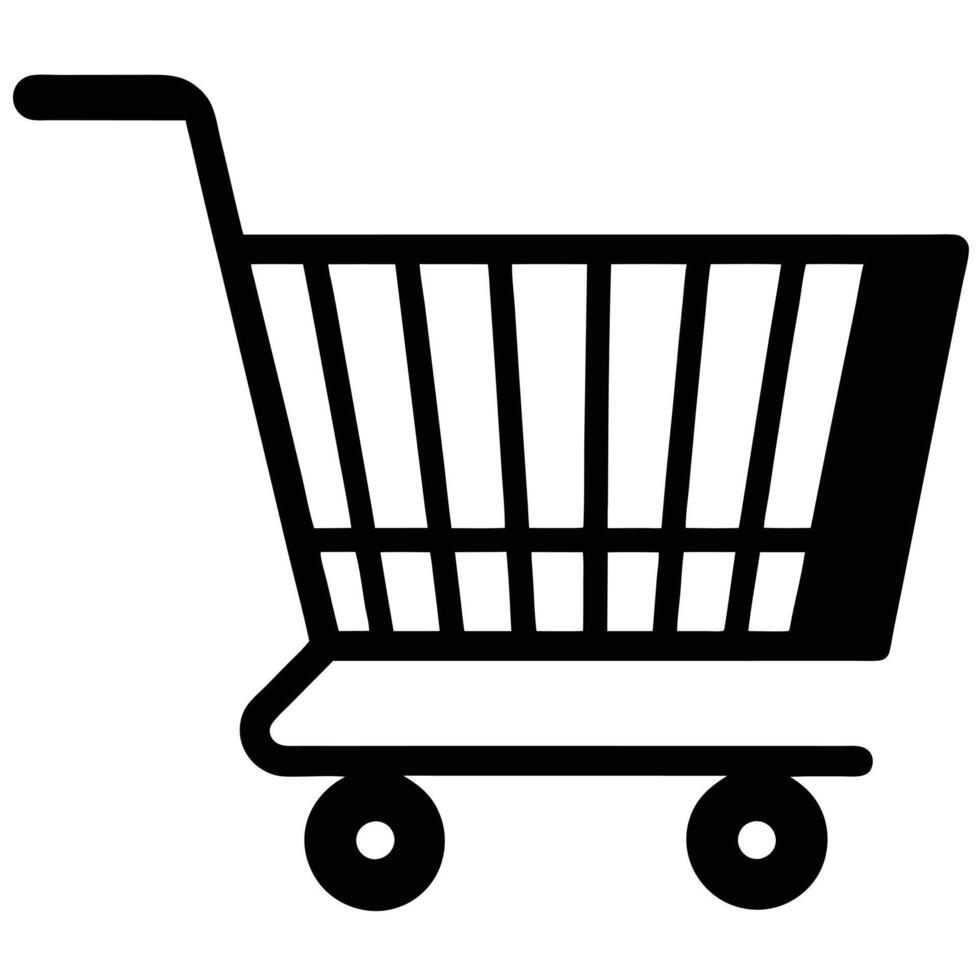 Shopping Cart Silhouette Illustration on White canvas vector