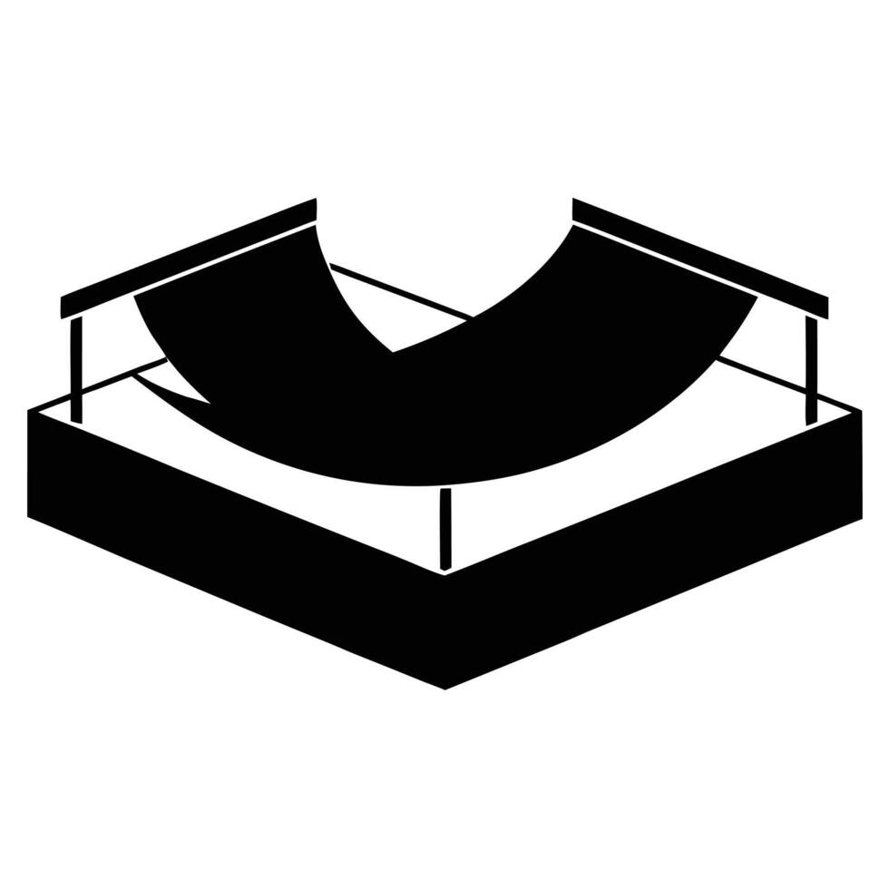 Skatepark Silhouette Illustration on White canvas vector