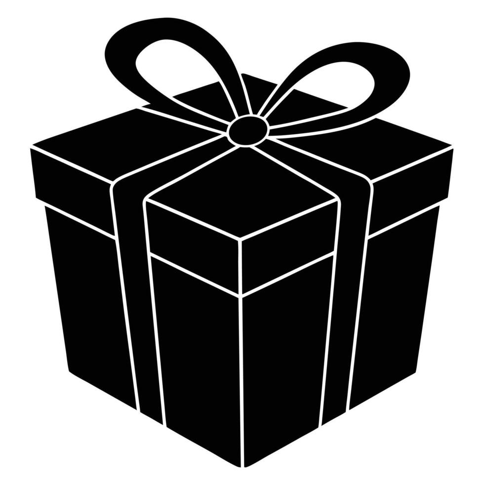 Gift Box Silhouette on White canvas vector