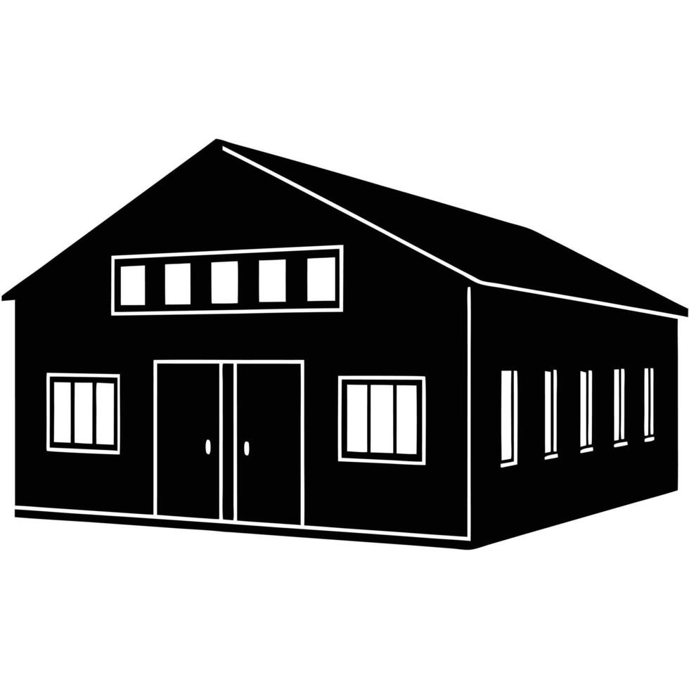 Minimalist Warehouse Silhouette Design on White Background vector