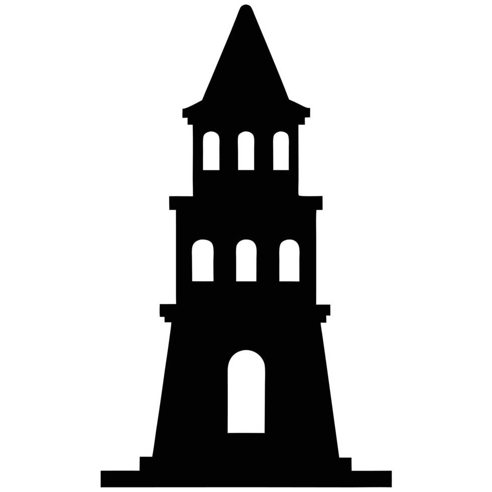 Tower Silhouette Isolated on White Background vector