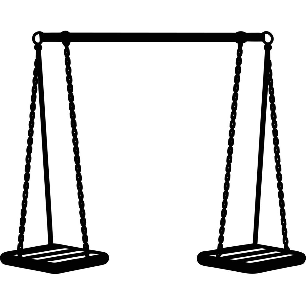 Playground Swings Silhouetted on White vector