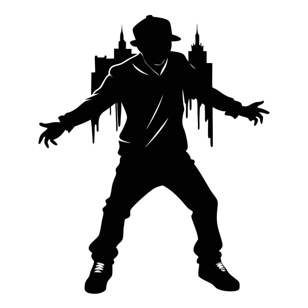 Street Art Silhouette Illustration on White canvas vector