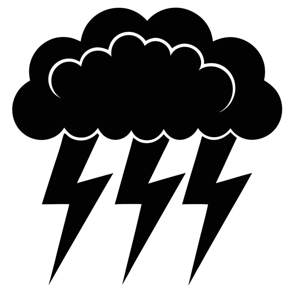 Thunderstorm Silhouette Illustration Isolated on White vector