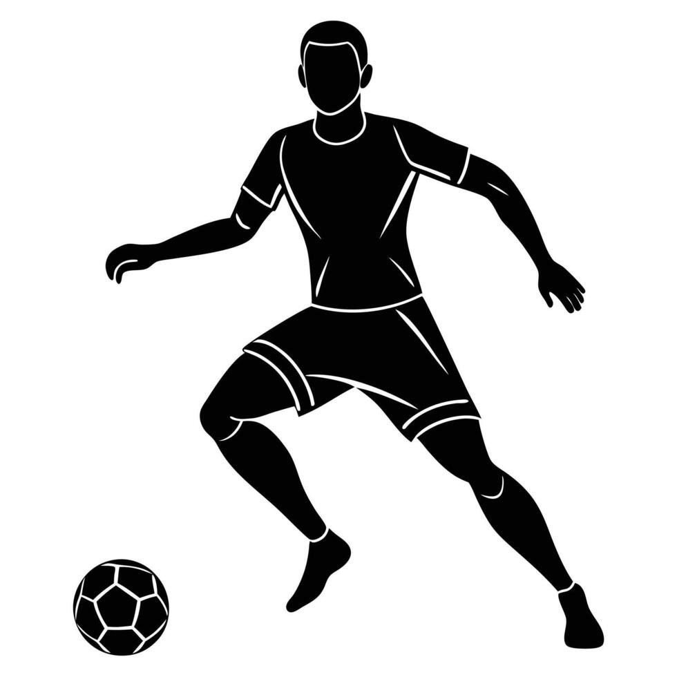 Footballer Silhouette Isolated on White vector