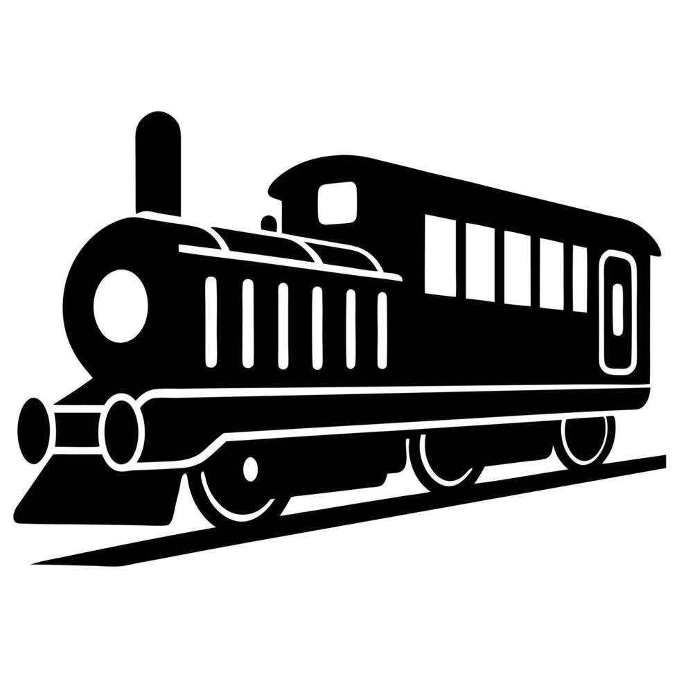 Passenger Train Silhouette Isolated on White vector