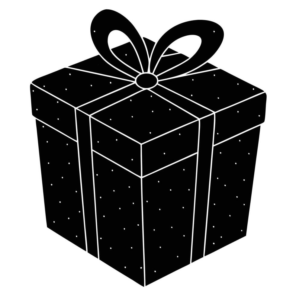 Simple Gift Box Silhouette on White Background vector
