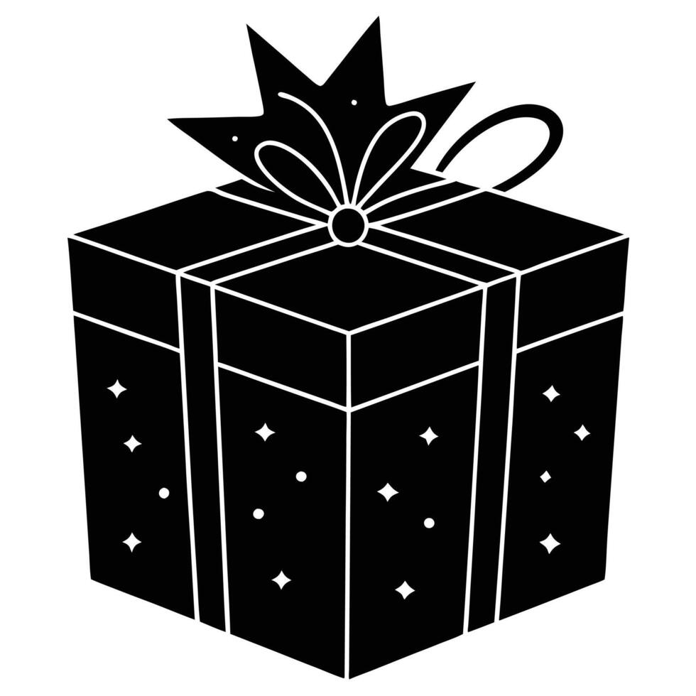 Surprise Gift Box Silhouette on White vector