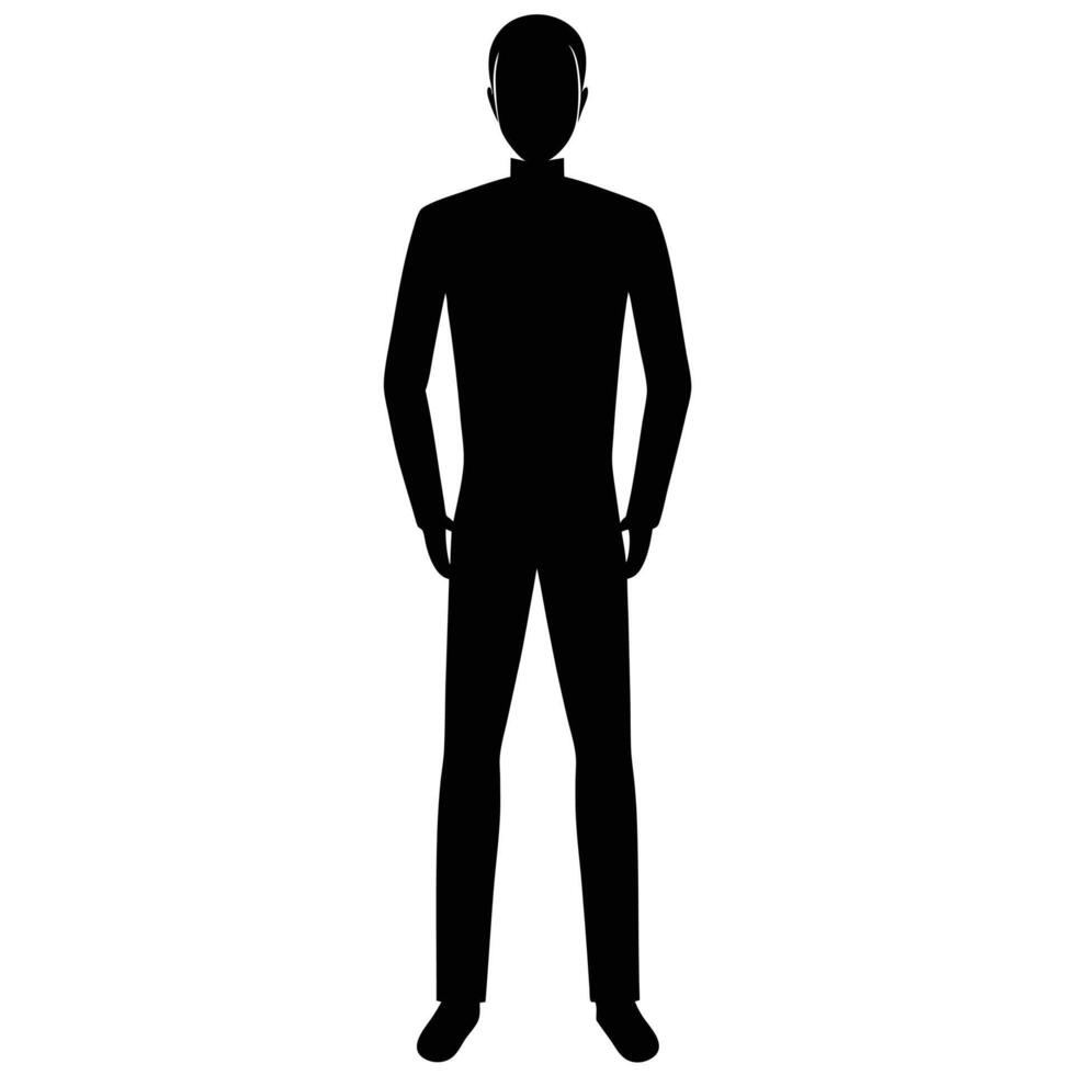 Standing Man Silhouette Isolated on White canvas vector