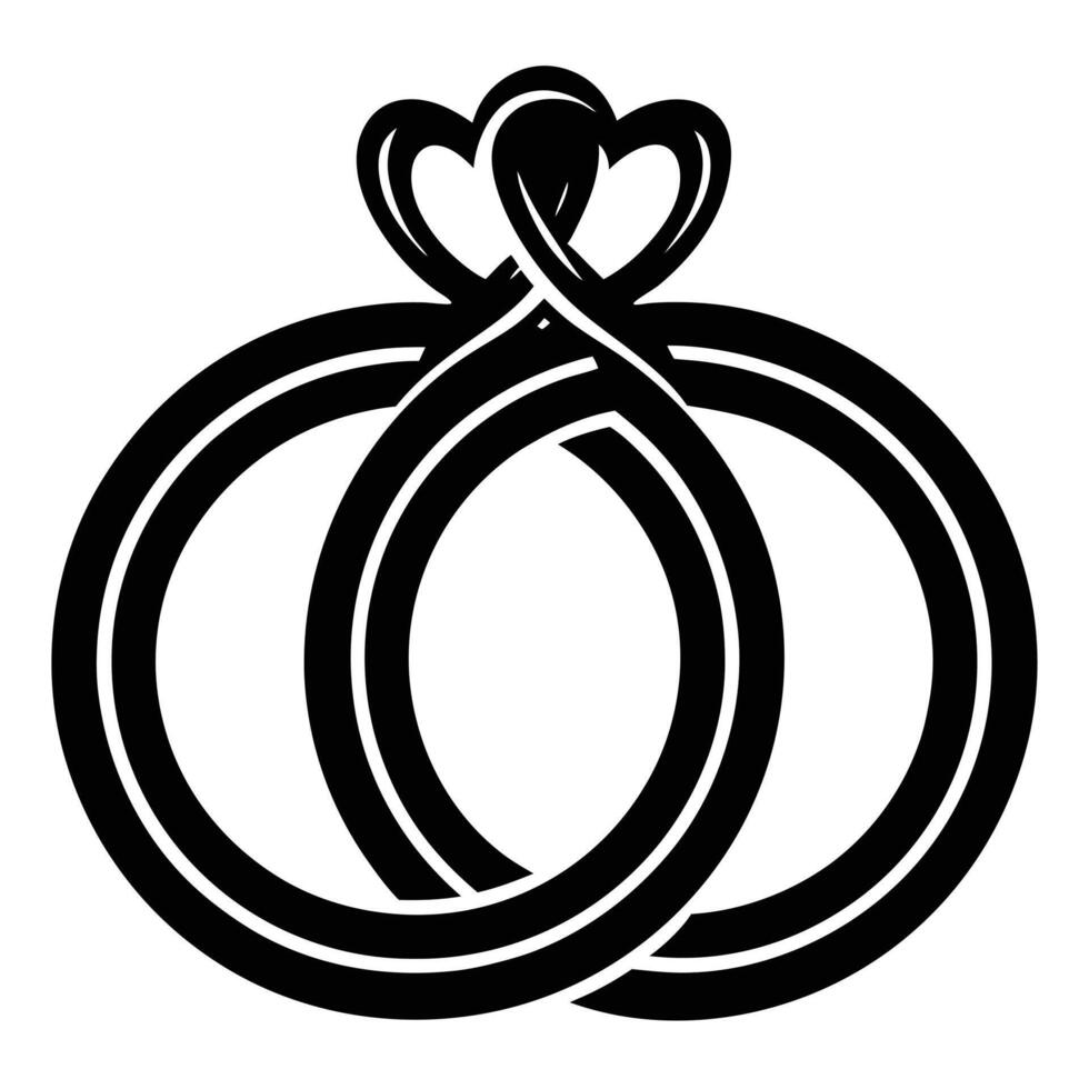 Wedding Rings Silhouette on White vector