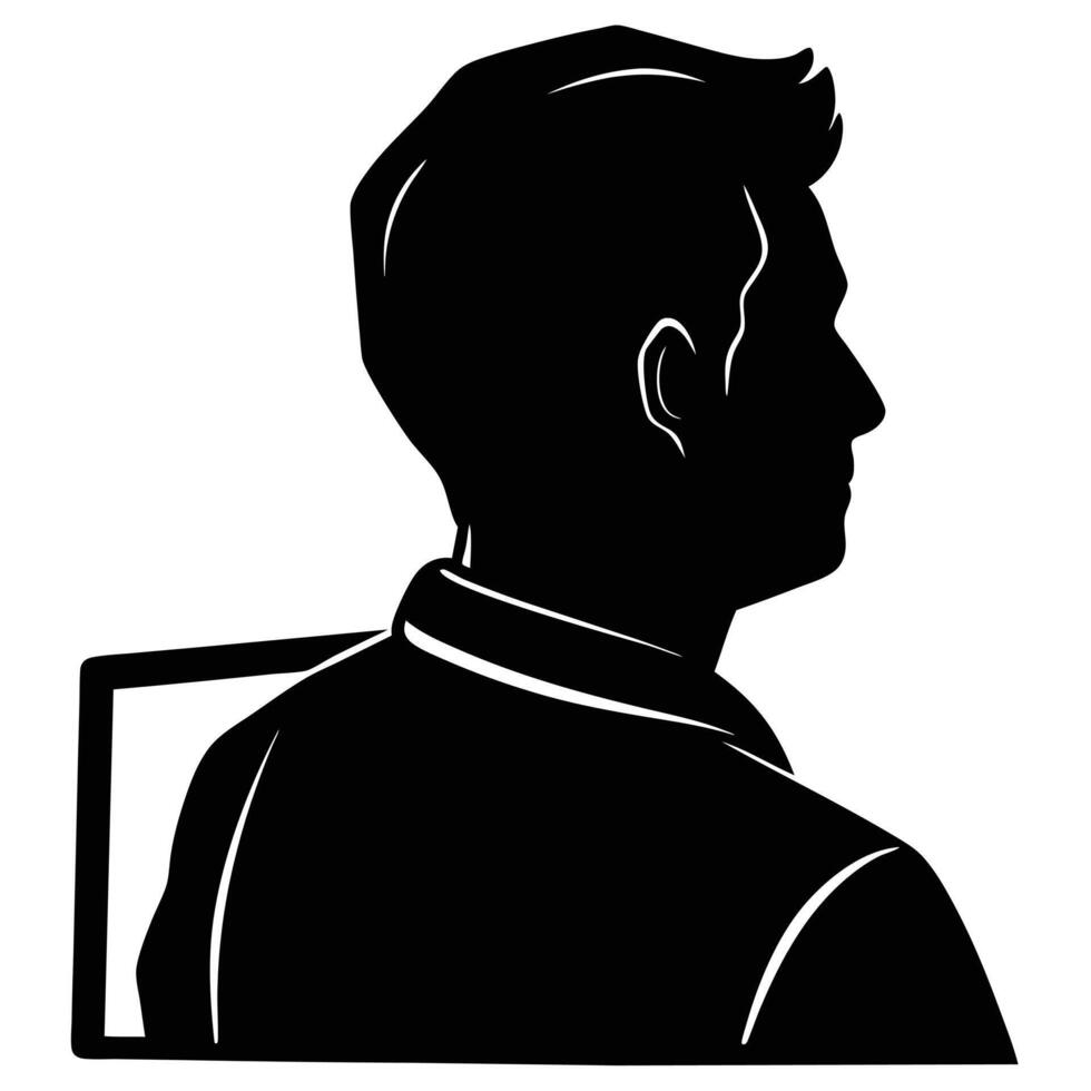 Watching Man Silhouette on White Background vector