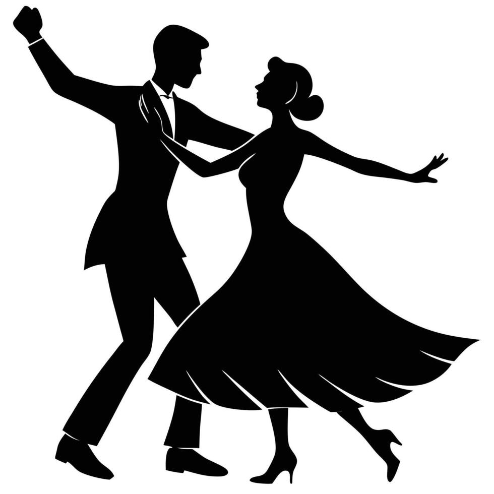 Silhouette of Couple Dancing in Love vector